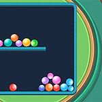 Balloon Maze Juego de pelotas de colores en plataforma con diseño de fondo verde y turquesa