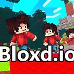 Imagen de personajes estilo pixelado en un entorno colorido similar a Minecraft con el texto Blox d