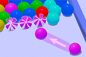 Bolas de colores vibrantes agrupadas, con una flecha rosa señalando una bola rosa individual