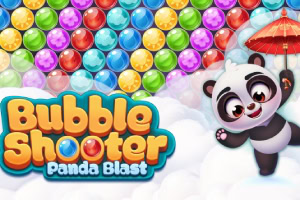 Juego Bubble Shooter Panda Blast con un panda animado y burbujas de colores