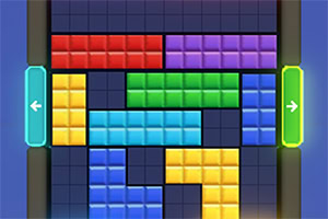Captura de pantalla de un juego de Tetris mostrando bloques de colores en diferentes formas descendiendo en la pantalla