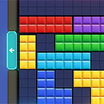 Captura de pantalla de un juego de Tetris mostrando bloques de colores en diferentes formas descendiendo en la pantalla