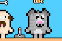 Ayuda al perro y al gato a recoger objetos y esquivar cuchillos en este juego