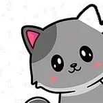 Dibujo de un gato gris kawaii con un lápiz