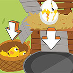 ¡Toca para ordenar los huevos buenos, los pollitos y los huevos malos!