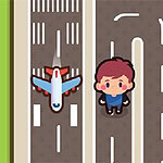 Ilustración de un niño y un avión de juguete en carreteras separadas