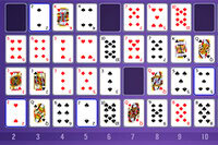 Organiza todas las cartas en filas del mismo color y en secuencia del 2 al Rey