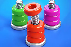 Tornillos de banco de colores sobre fondo azul