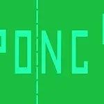 Pantalla de juego Pong verde clásico con texto y línea divisoria blanca