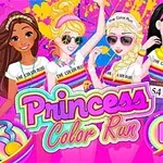 Un grupo de Princesas surgidas de la factoría Disney se preparan para una maratón de color