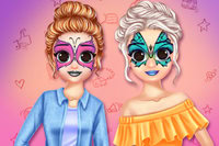 Ayuda a Anna y Elsa con arte facial, peinados y atuendos para su blog de moda