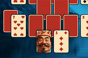 Captura de pantalla de un juego de solitario con cartas de corazones incluyendo el rey