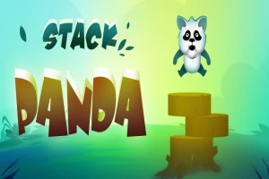 Logo de Stack Panda con un panda animado y bloques de piedra apilados sobre un fondo de paisaje soleado