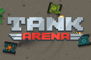 Imagen de pixel art del juego Tank Arena con tanques de combate en un entorno gris