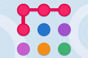 Ilustración de un diagrama de molécula en rojo con círculos de colores sobre fondo con ondas azules