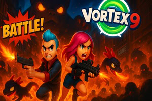 Vortex 9 es un juego de disparos rápido, lleno de héroes con estilo, armas locas y batallas caóticas