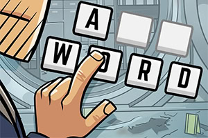 Mano seleccionando letras para formar la palabra AWARD en un juego de palabras estilo scrabble