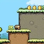 Yoshi y Goomba en un nivel de plataforma de un videojuego clásico