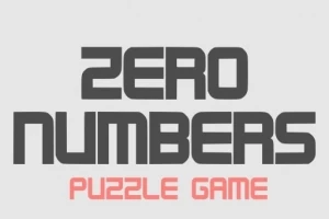 Logo de Zero Numbers Puzzle Game en letras grises y rojas sobre fondo blanco